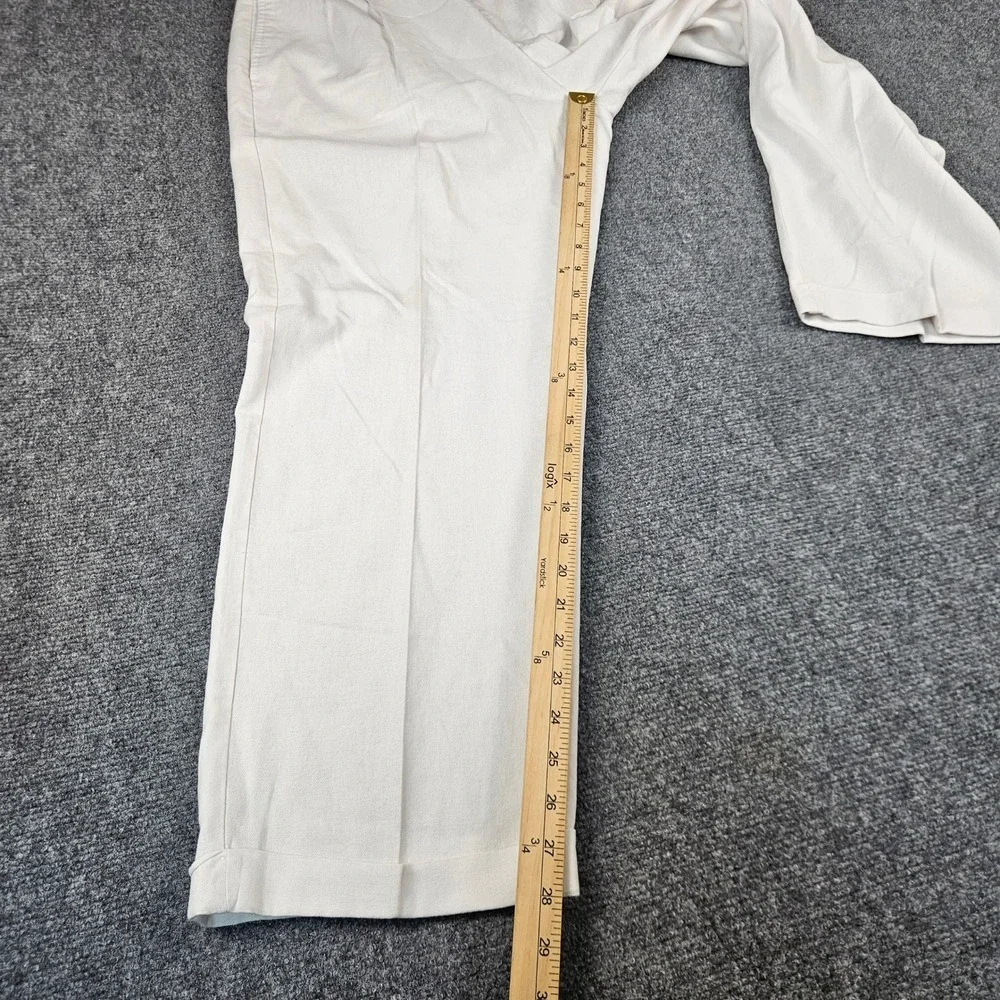 Trust Mens Linen Blend Pleated Cuffed Trousers Off White Cream Actual (34x28)